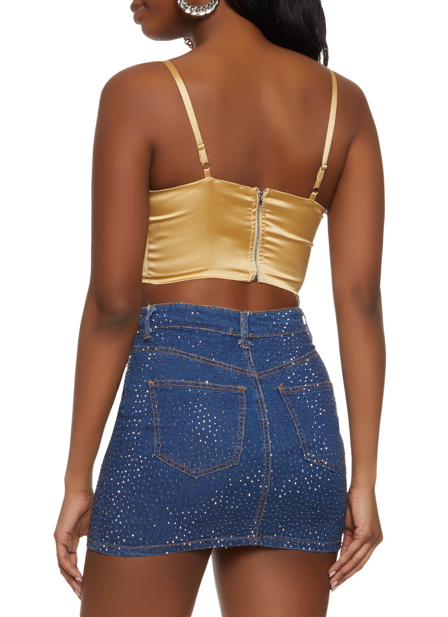 Satin Rhinestone Fringe Bustier Top sold by Rainbow product image thumbnail 2