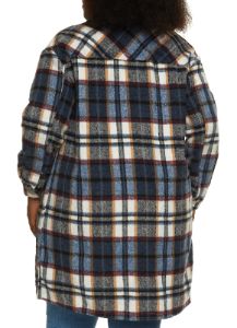 Plus Size Plaid Pocket Detail Button Front Shacket sold by Rainbow