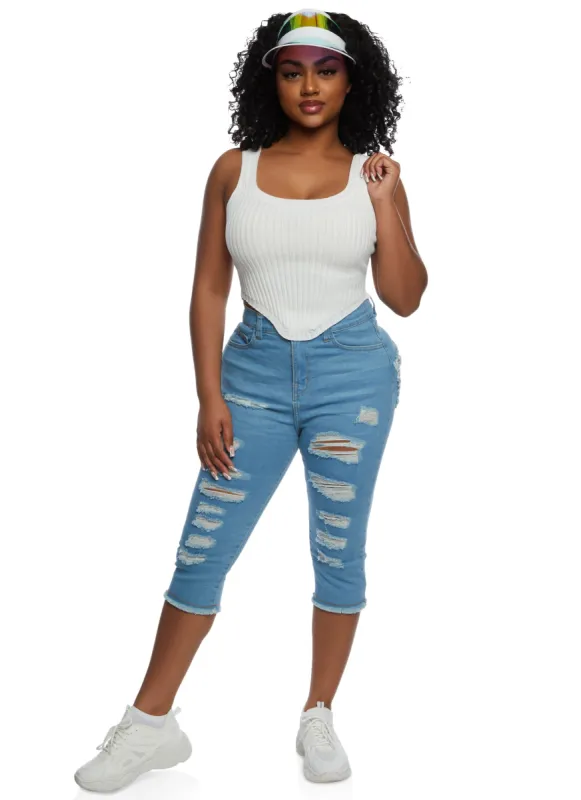 Highway Distressed Capri Jeans made by Rainbow