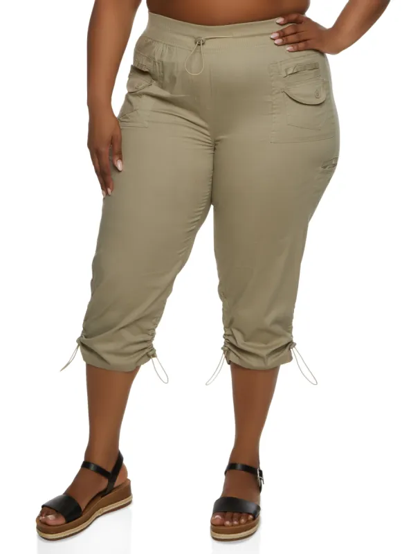 Plus Size Toggle Drawstring Capri Pants sold by Rainbow