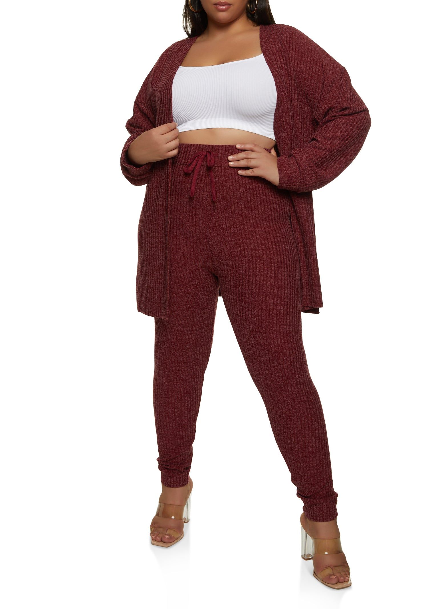 Plus Size Ribbed Open Front Cardigan sold by Rainbow product image thumbnail 2