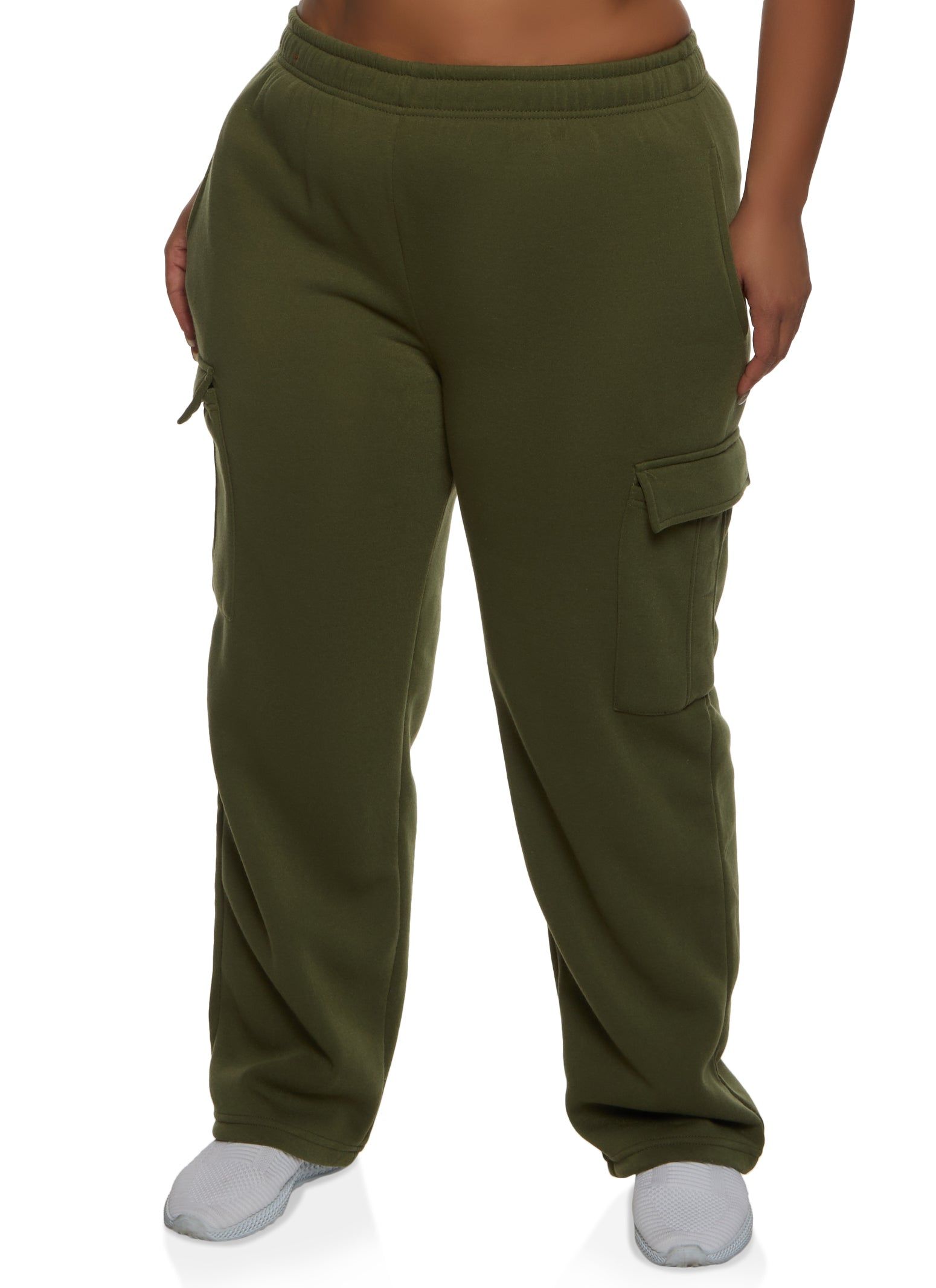 Plus Size Cargo Pocket Straight Leg Sweatpants sold by Rainbow