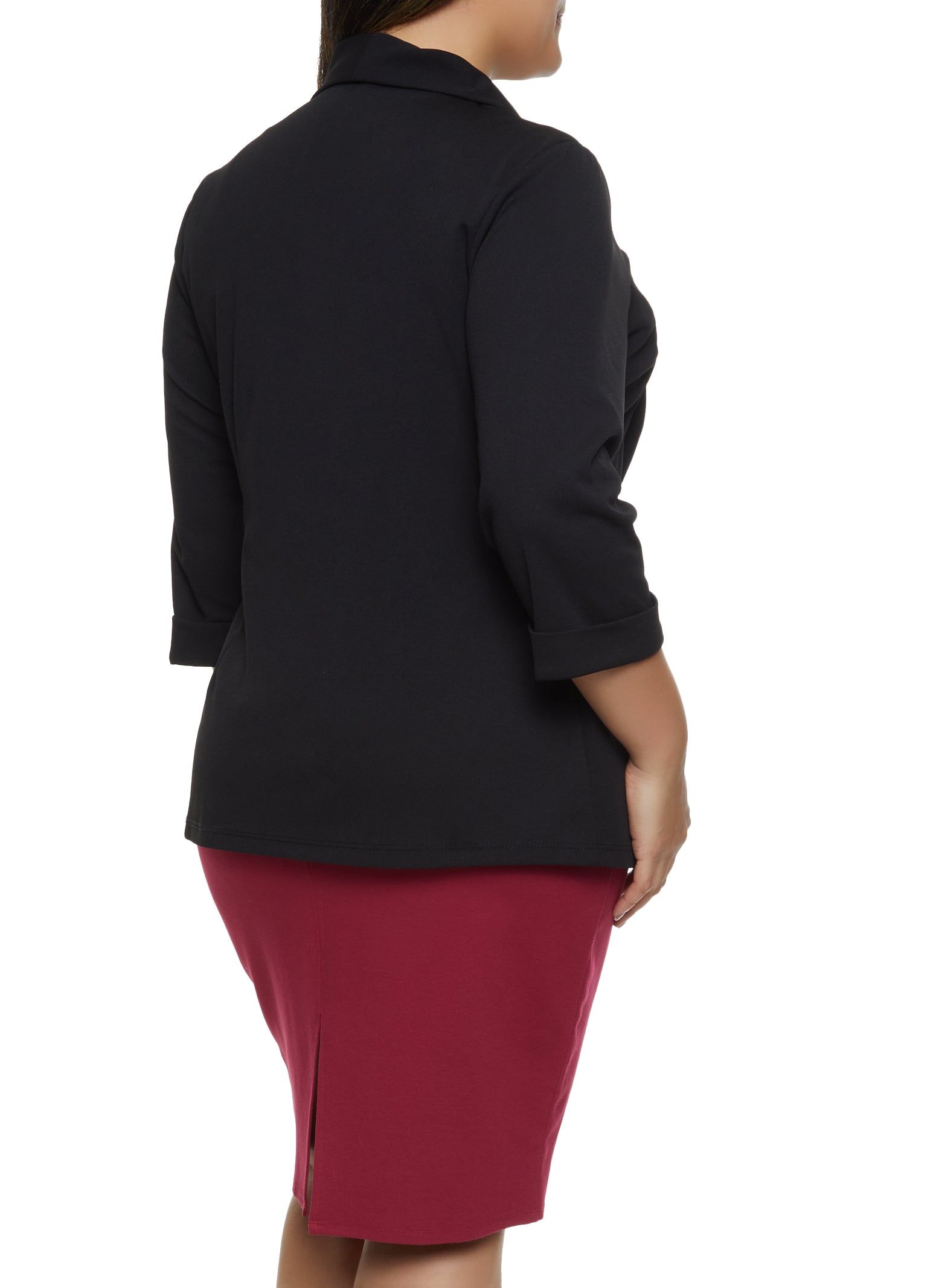 Plus Size Rolled Sleeve Crepe Knit Blazer sold by Rainbow product image thumbnail 2