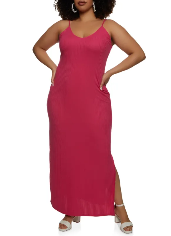 Plus Size Rib Knit Maxi Dress sold by Rainbow