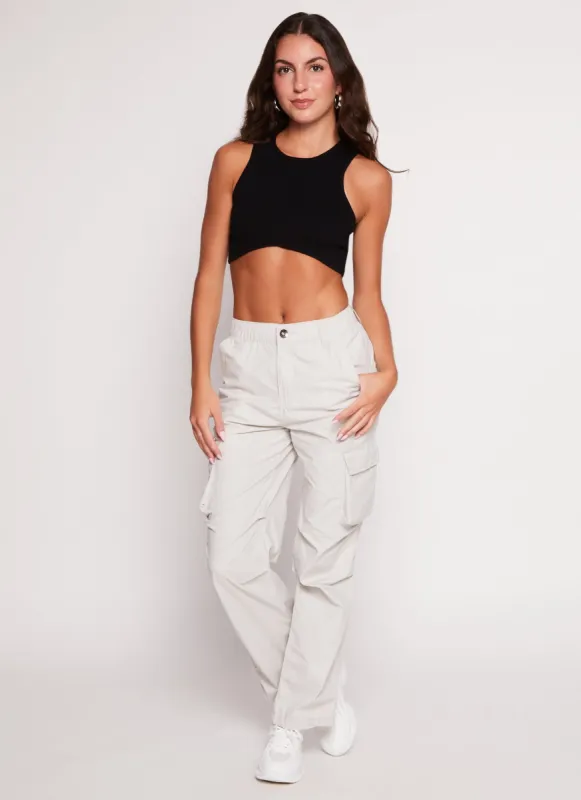 Poplin High Waist Cargo Pants sold by Rainbow