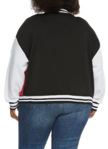 Plus Size Color Block NYC Zip Up Varsity Jacket sold by Rainbow
