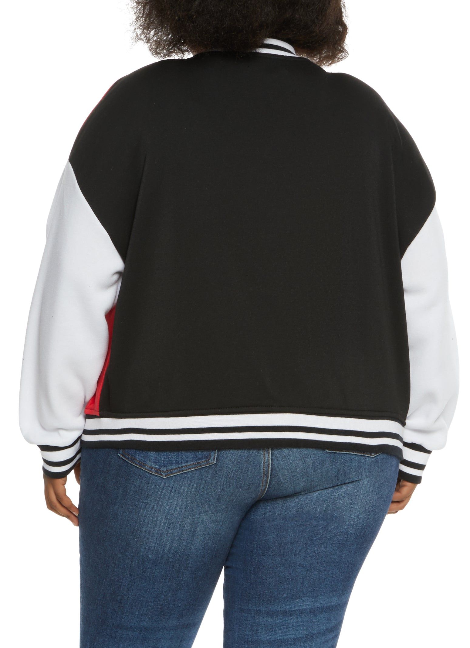 Plus Size Color Block NYC Zip Up Varsity Jacket sold by Rainbow product image thumbnail 2