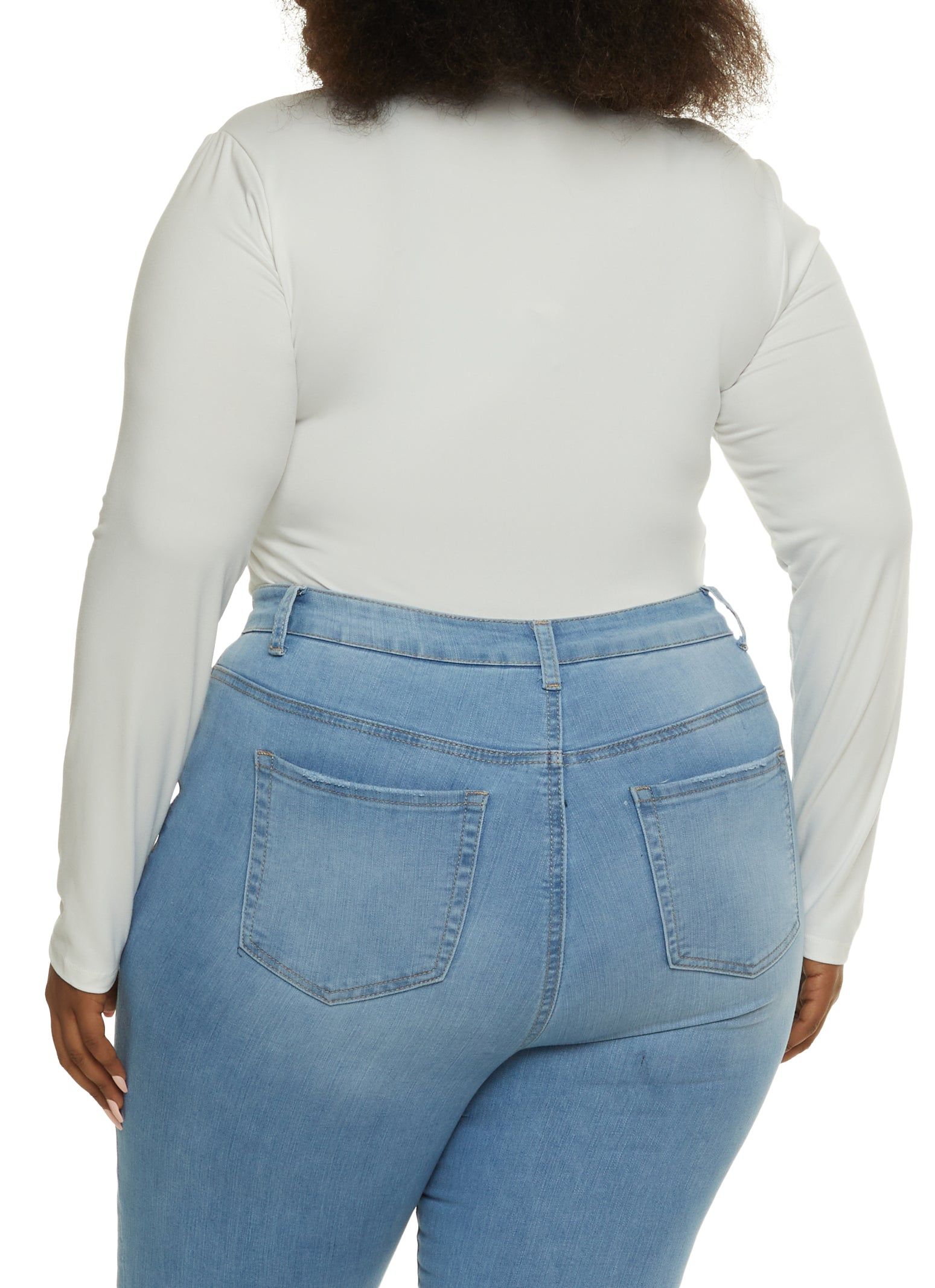 Plus Size Faux Wrap Basic Bodysuit sold by Rainbow product image thumbnail 3