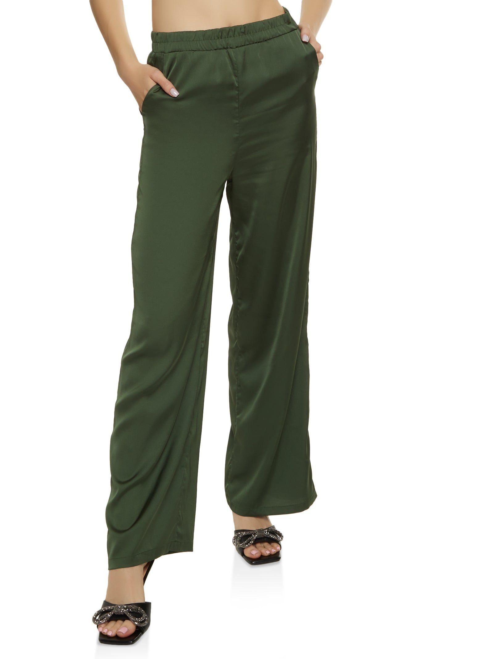 Satin High Waist Wide Leg Pants sold by Rainbow