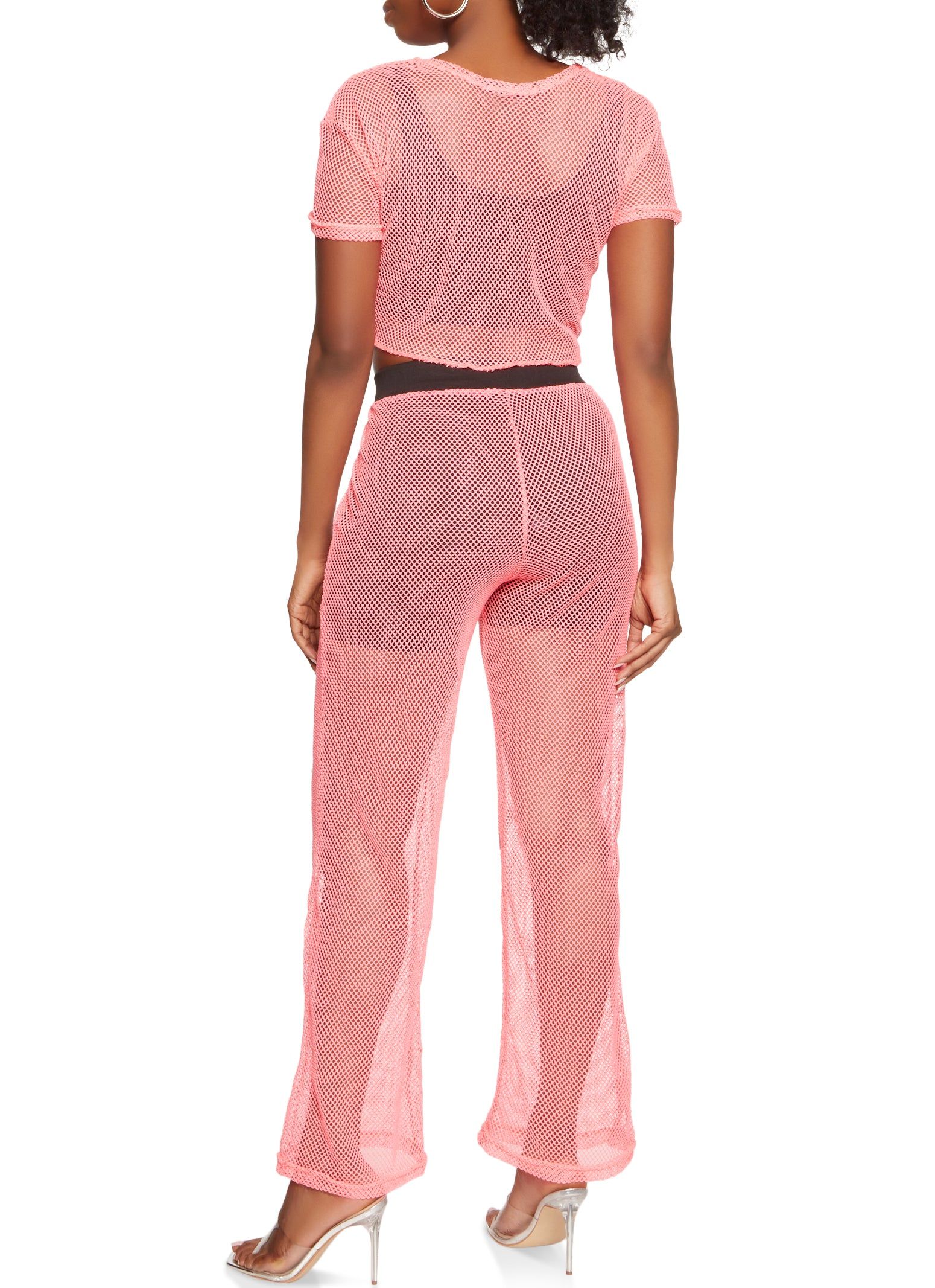 Fishnet Tie Front Crop Top and Pants Set sold by Rainbow product image thumbnail 2