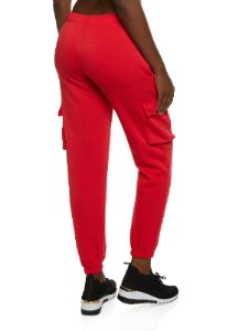 Fleece High Waist Cargo Pocket Sweatpants sold by Rainbow