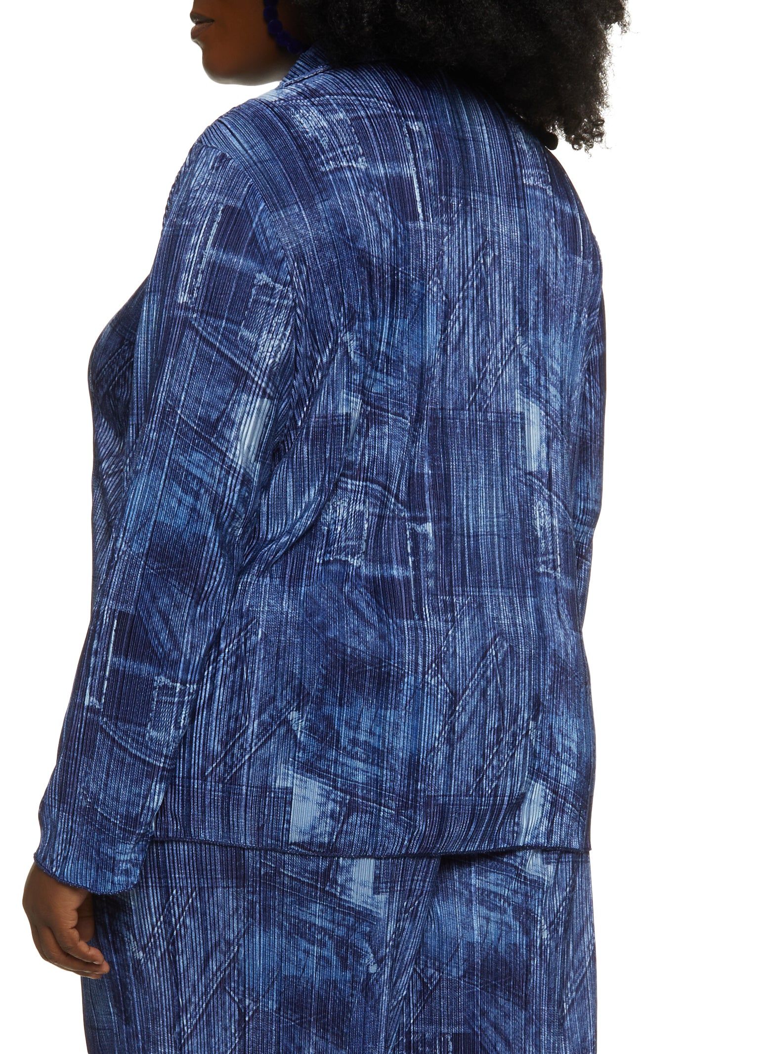 Plus Size Plisse Printed Button Front Shirt sold by Rainbow product image thumbnail 3