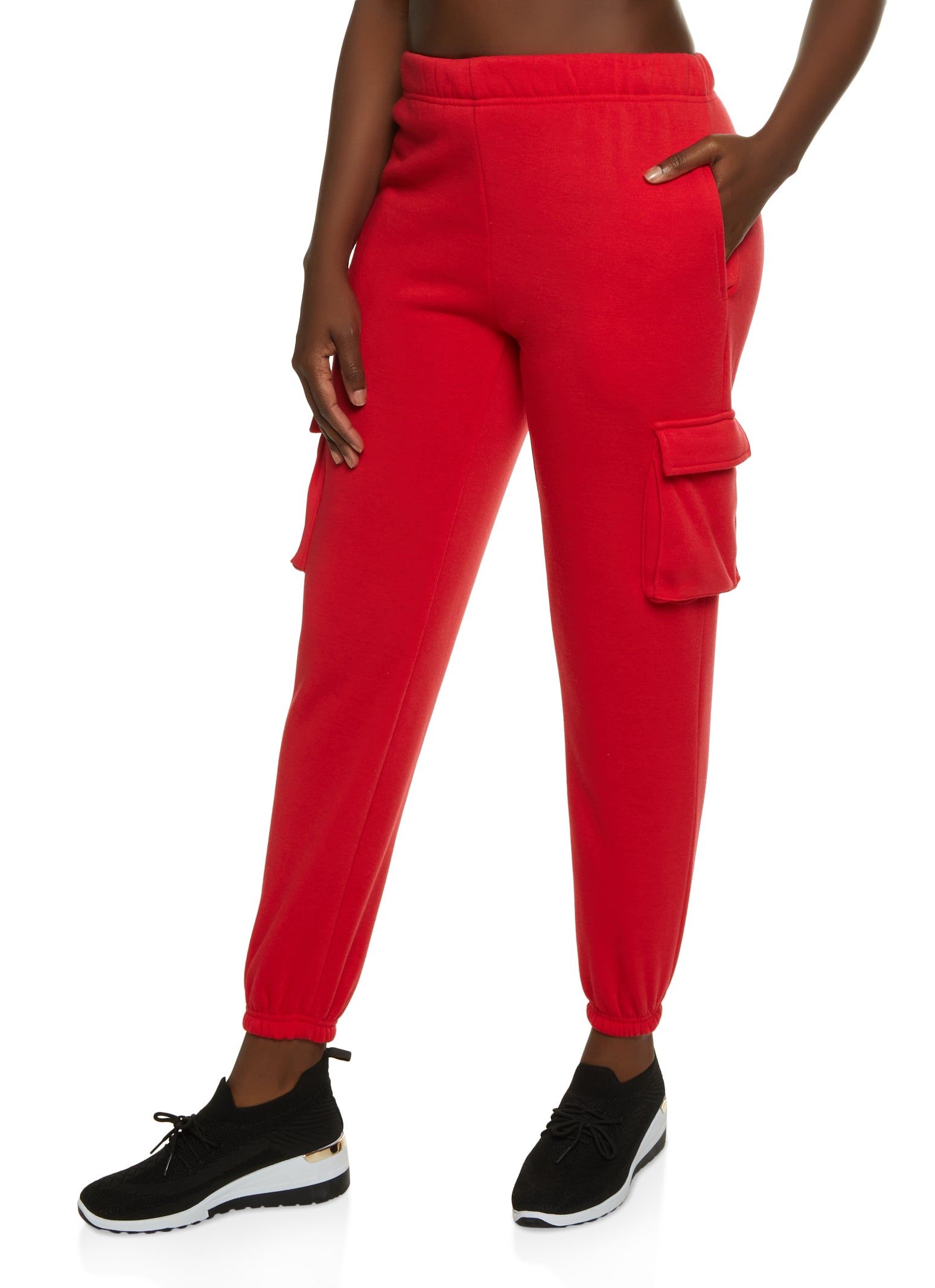 Fleece High Waist Cargo Pocket Sweatpants sold by Rainbow