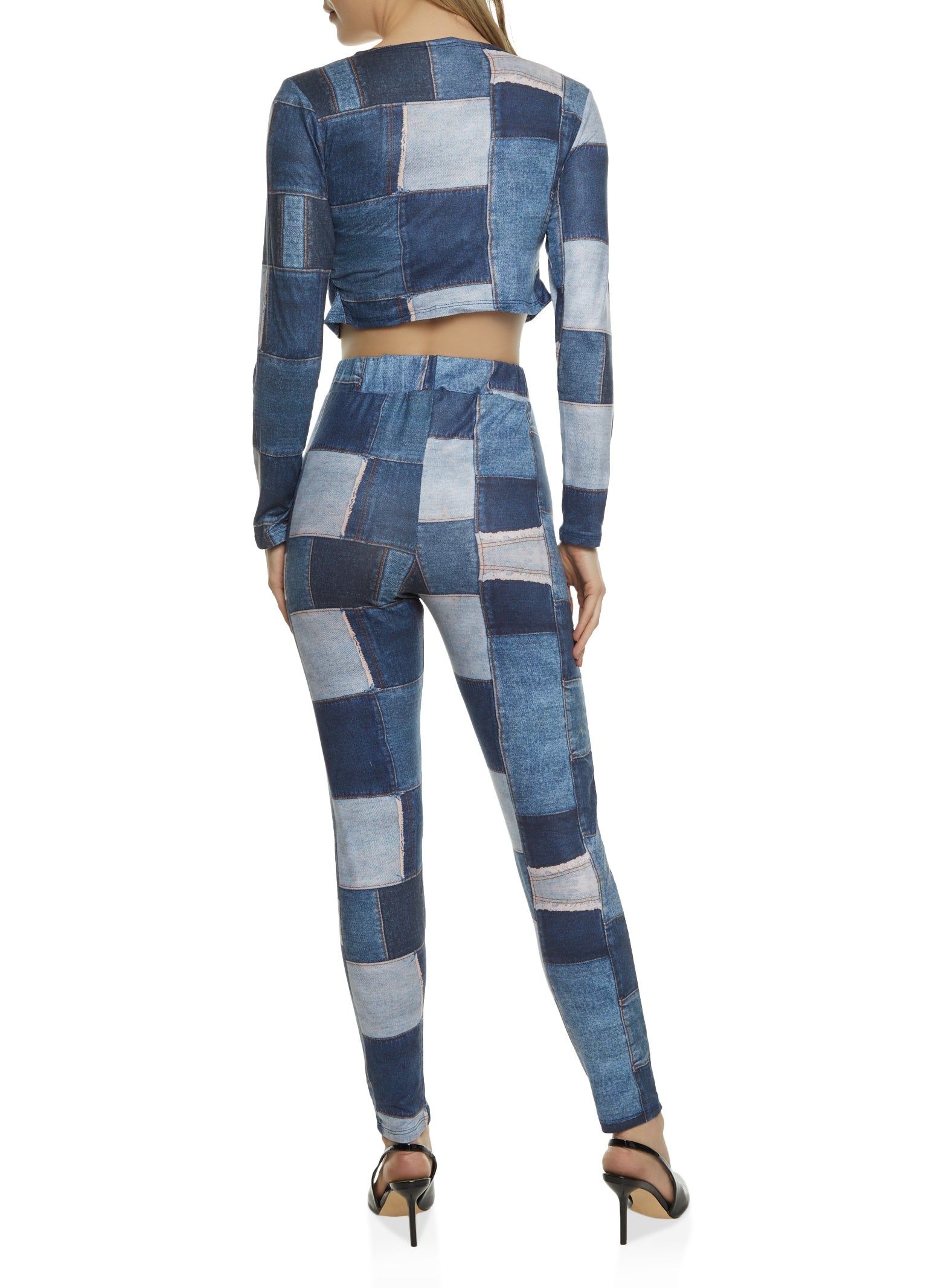 Patchwork Print Crop Top and Leggings sold by Rainbow product image thumbnail 2