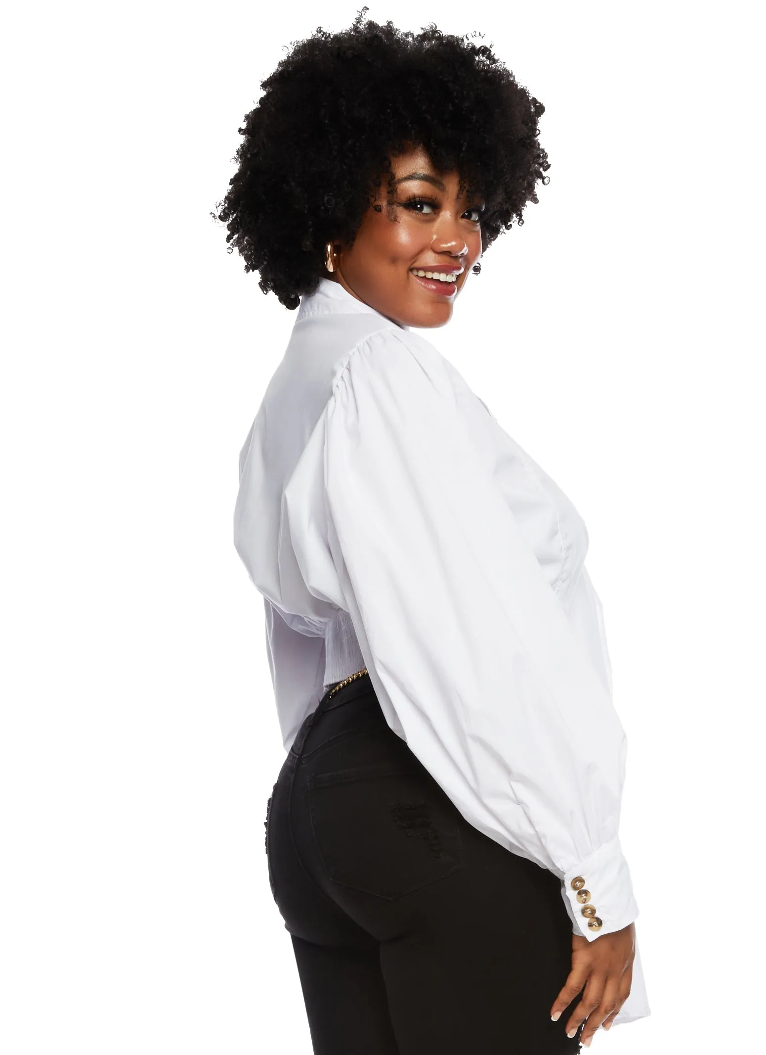 Plus Size Tie Back Wrapped Crop Top sold by Rainbow product image thumbnail 3