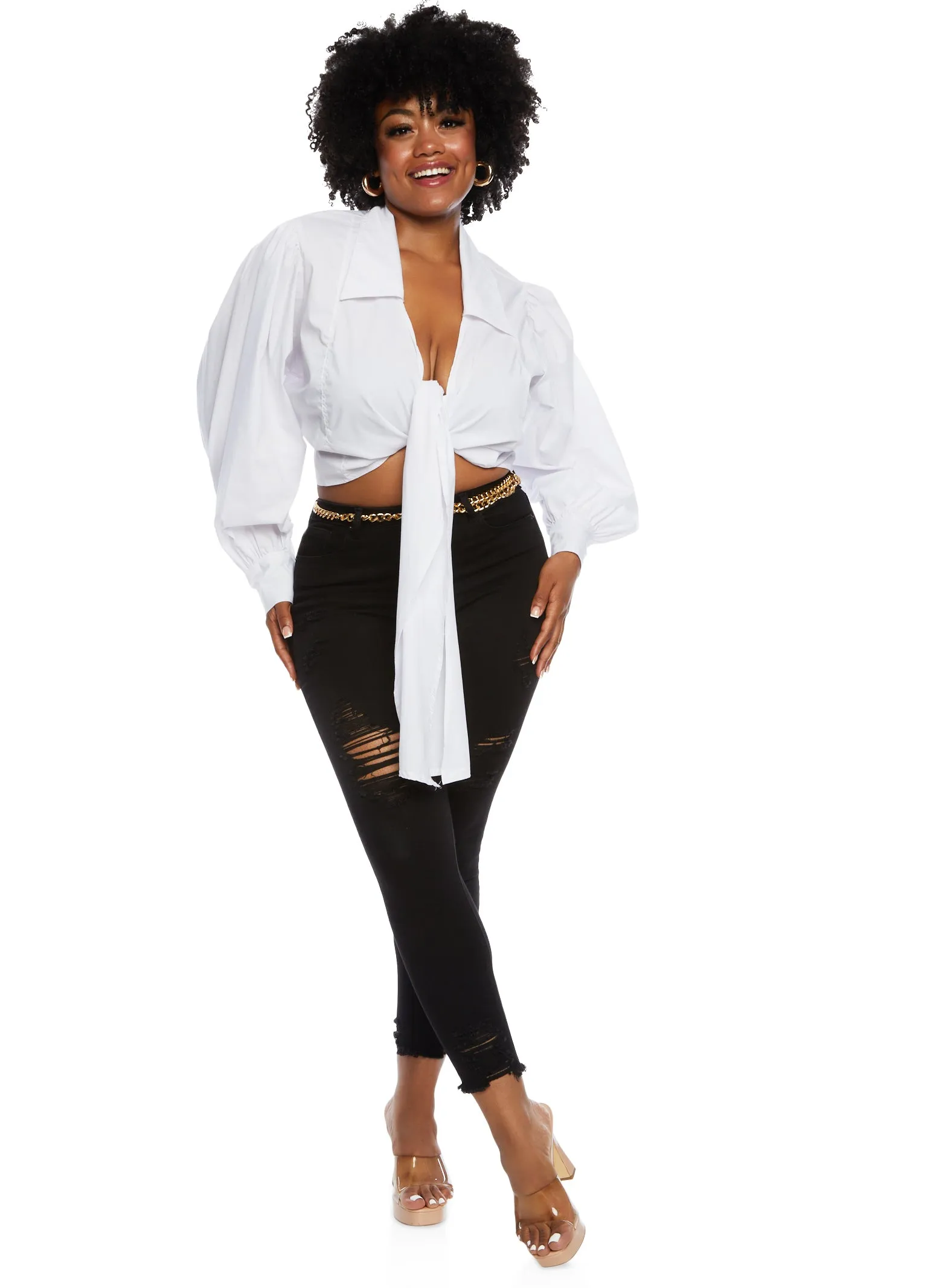 Plus Size Tie Back Wrapped Crop Top sold by Rainbow product image thumbnail 2