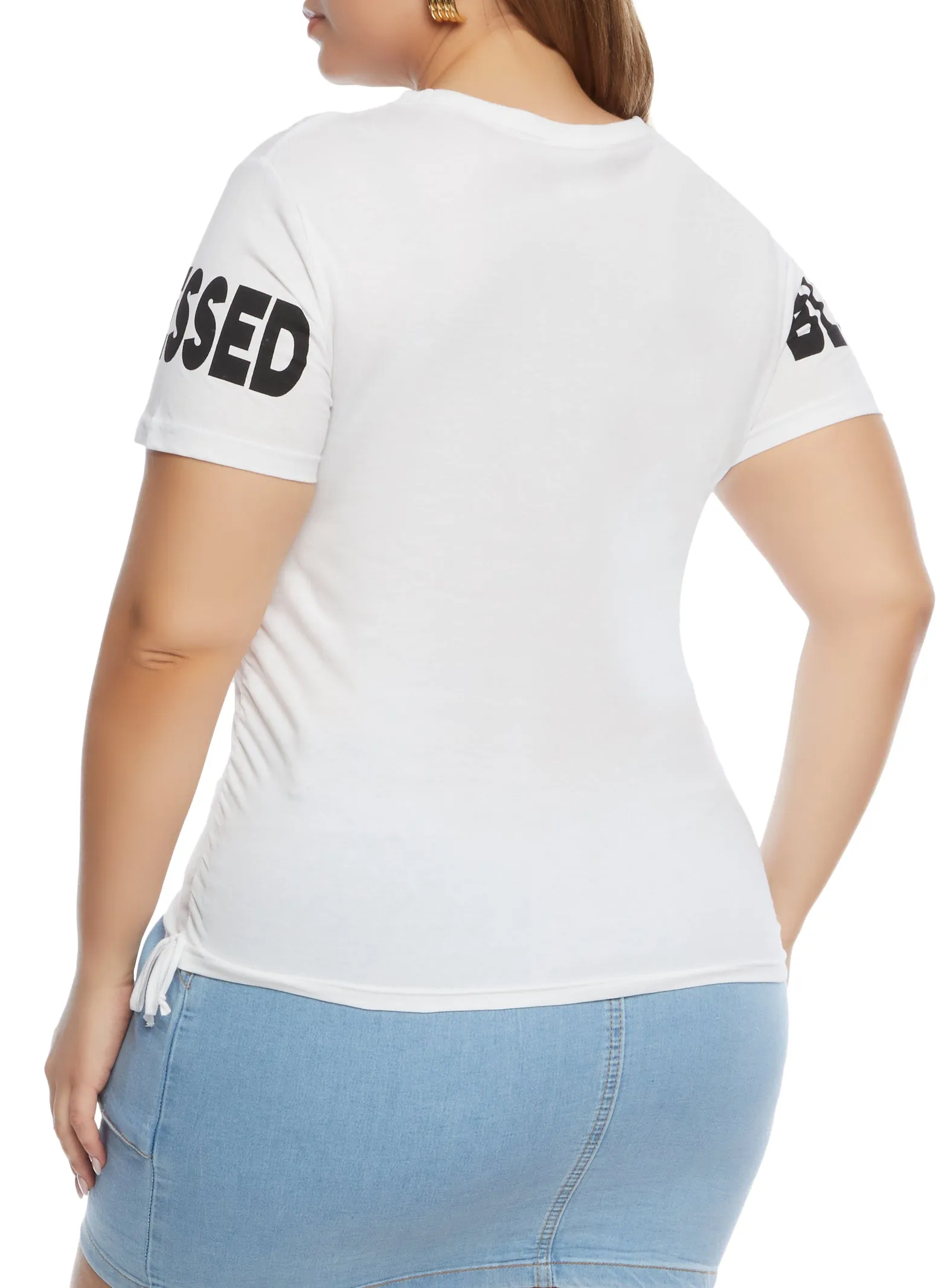 Plus Size Sequin Blessed Graphic T Shirt sold by Rainbow product image thumbnail 3