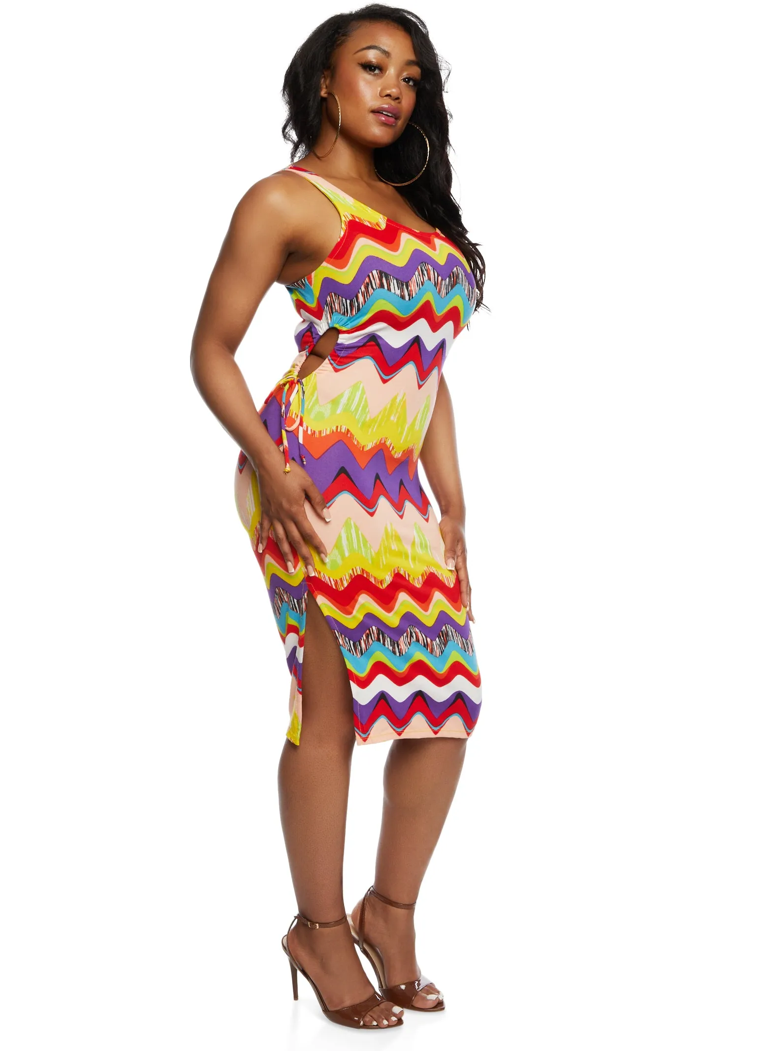 Plus Size Almost Famous Cut Out Waist Tank Dress sold by Rainbow