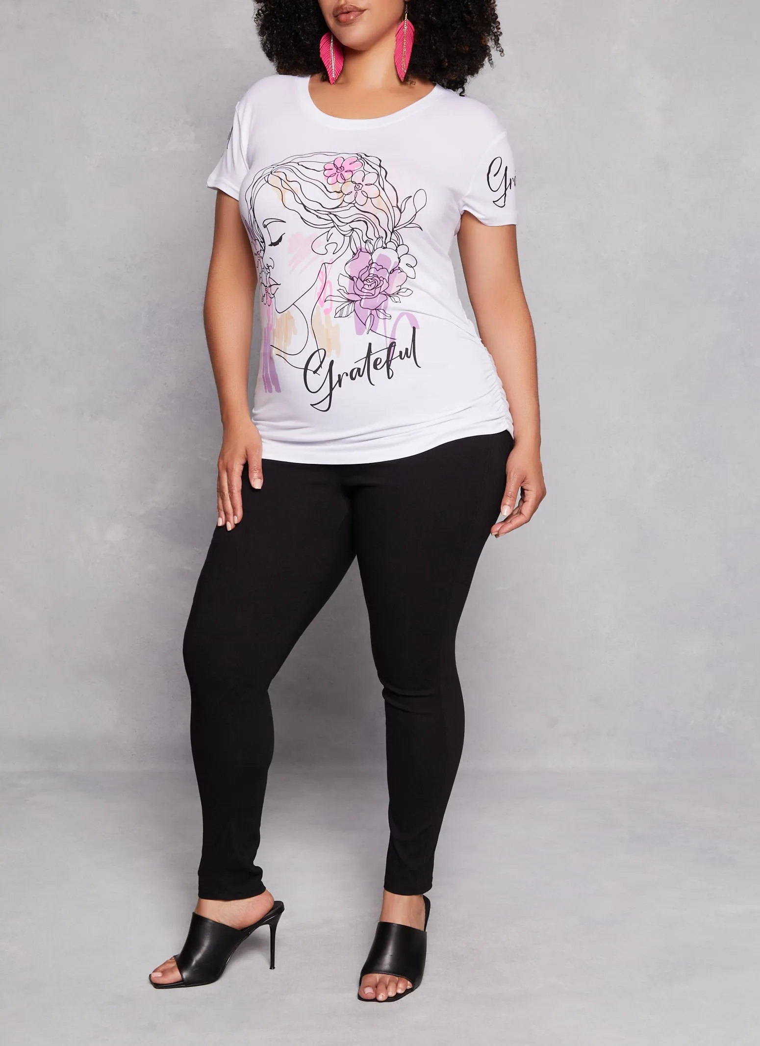 Plus Size Grateful Graphic Ruched Tee sold by Rainbow product image thumbnail 2