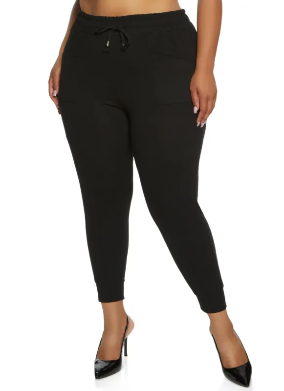 Plus Size Solid Drawstring Waist Joggers sold by Rainbow