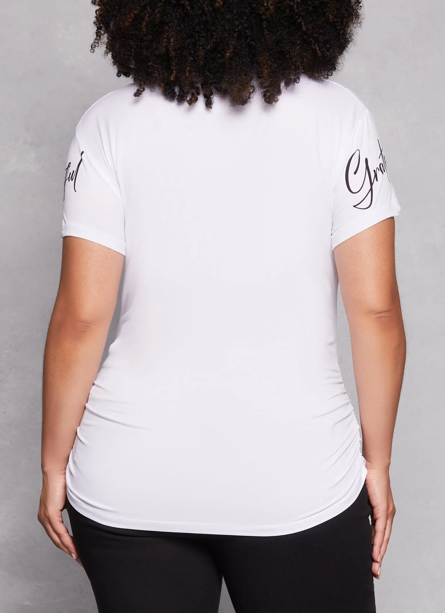 Plus Size Grateful Graphic Ruched Tee sold by Rainbow product image thumbnail 3