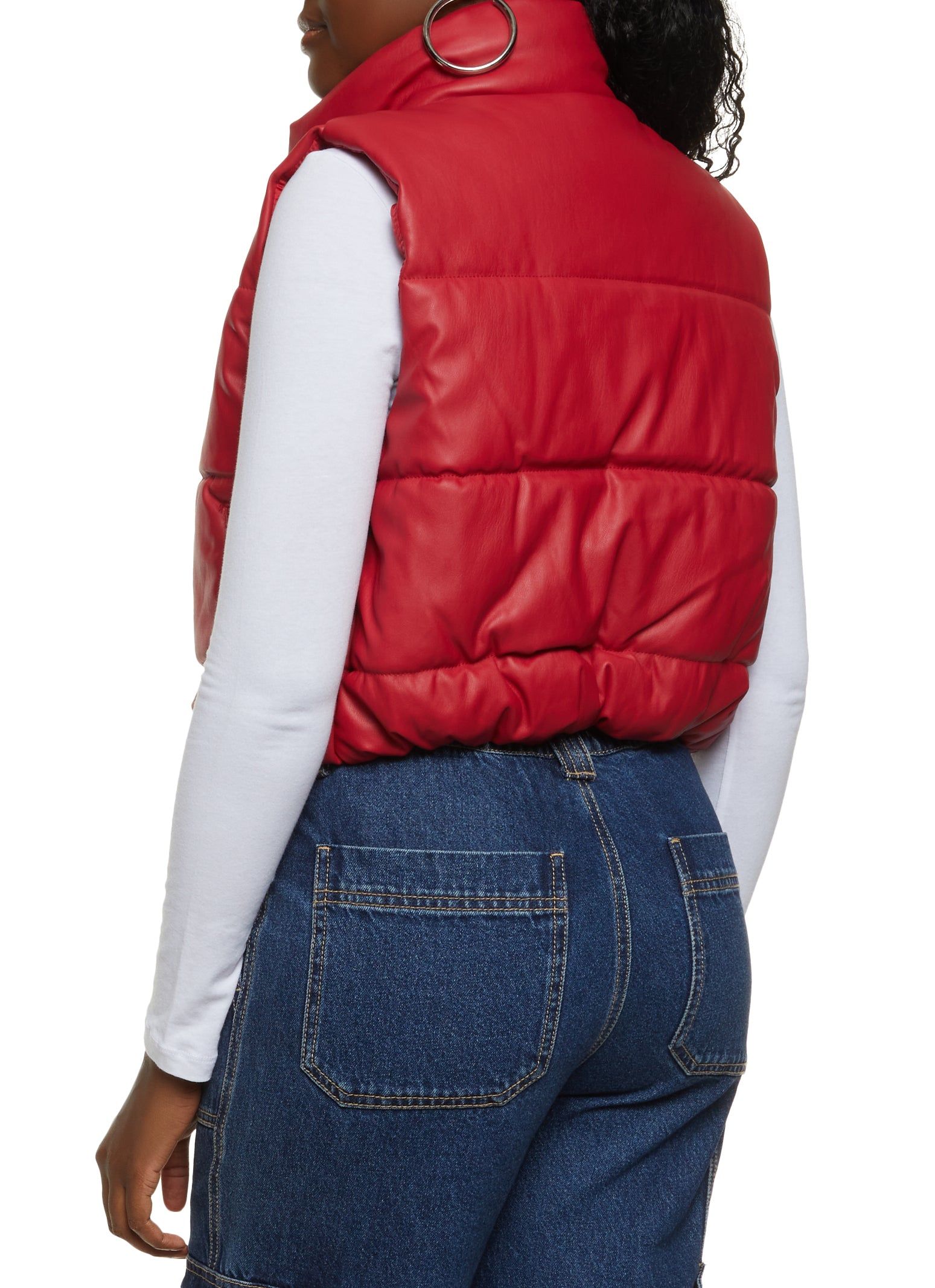 Faux Leather Cropped Puffer Vest sold by Rainbow product image thumbnail 2