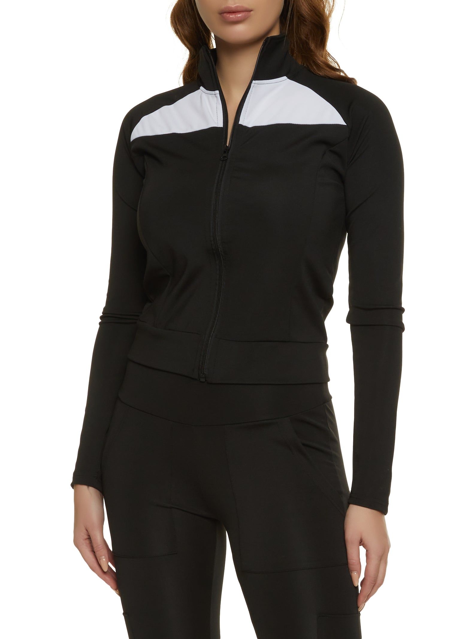 Zip Front Mock Neck Track Jacket sold by Rainbow