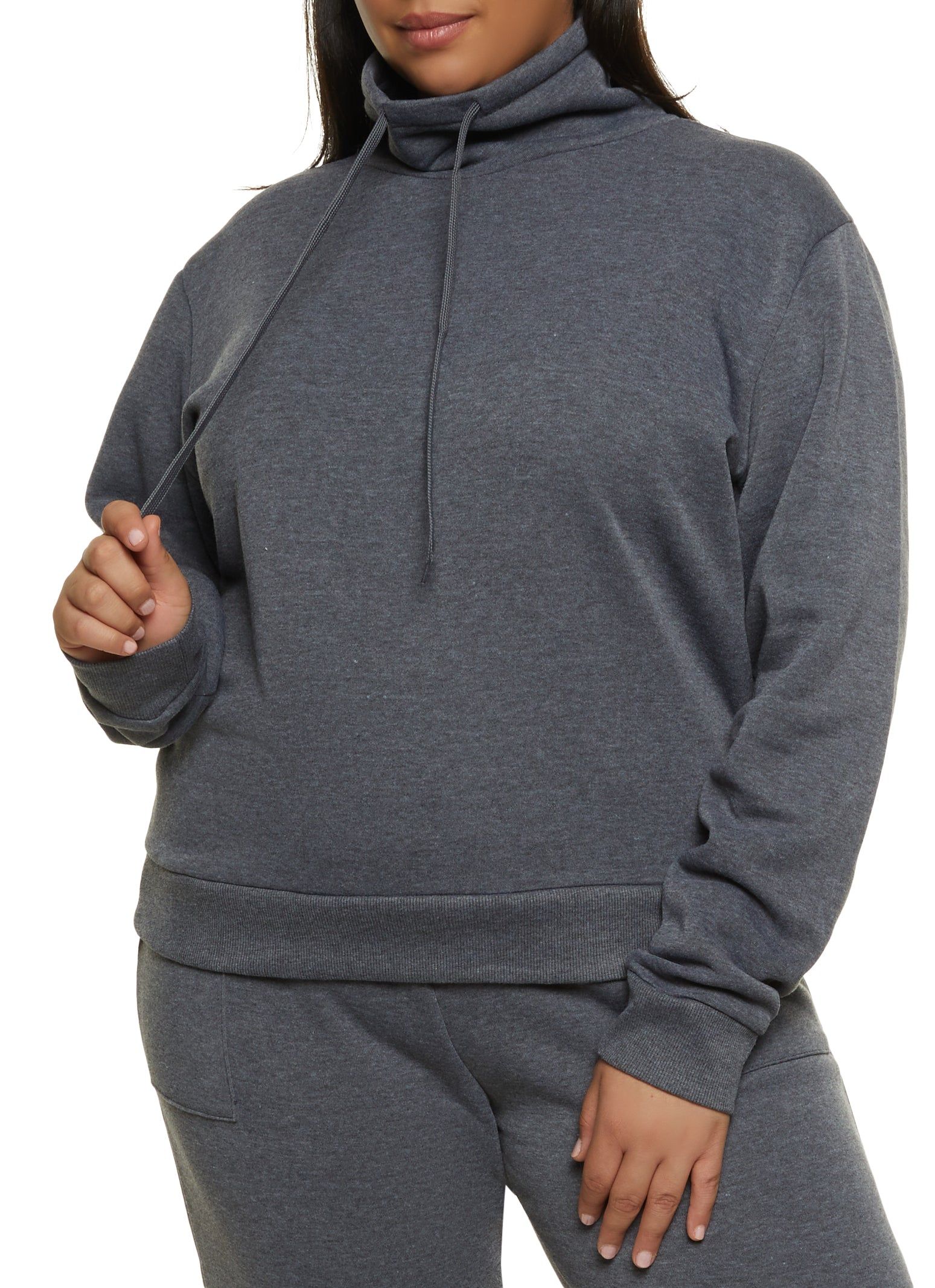 Plus Size Fleece Funnel Neck Sweatshirt sold by Rainbow