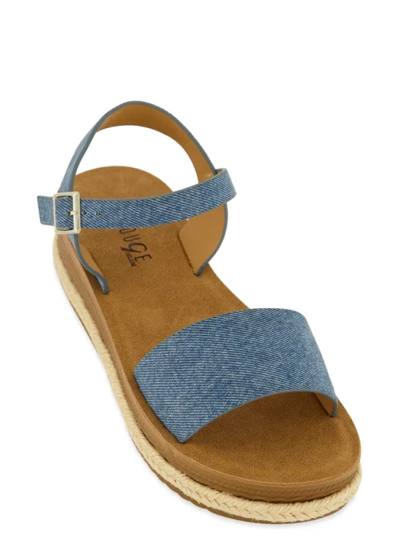 Espadrille Trim Ankle Strap Wedge Sandals sold by Rainbow