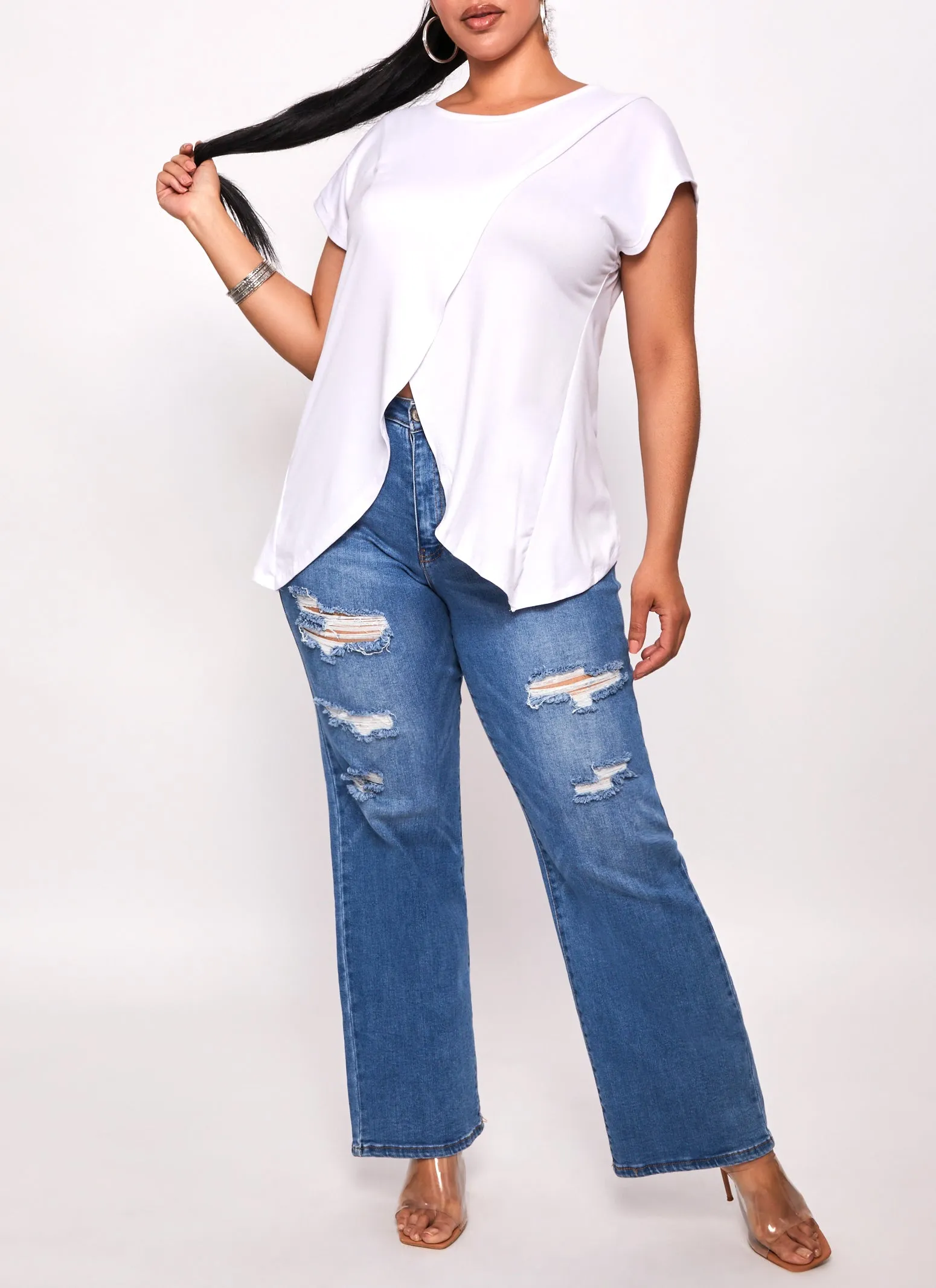 Plus Size Short Sleeve Tulip Hem Top sold by Rainbow product image thumbnail 2