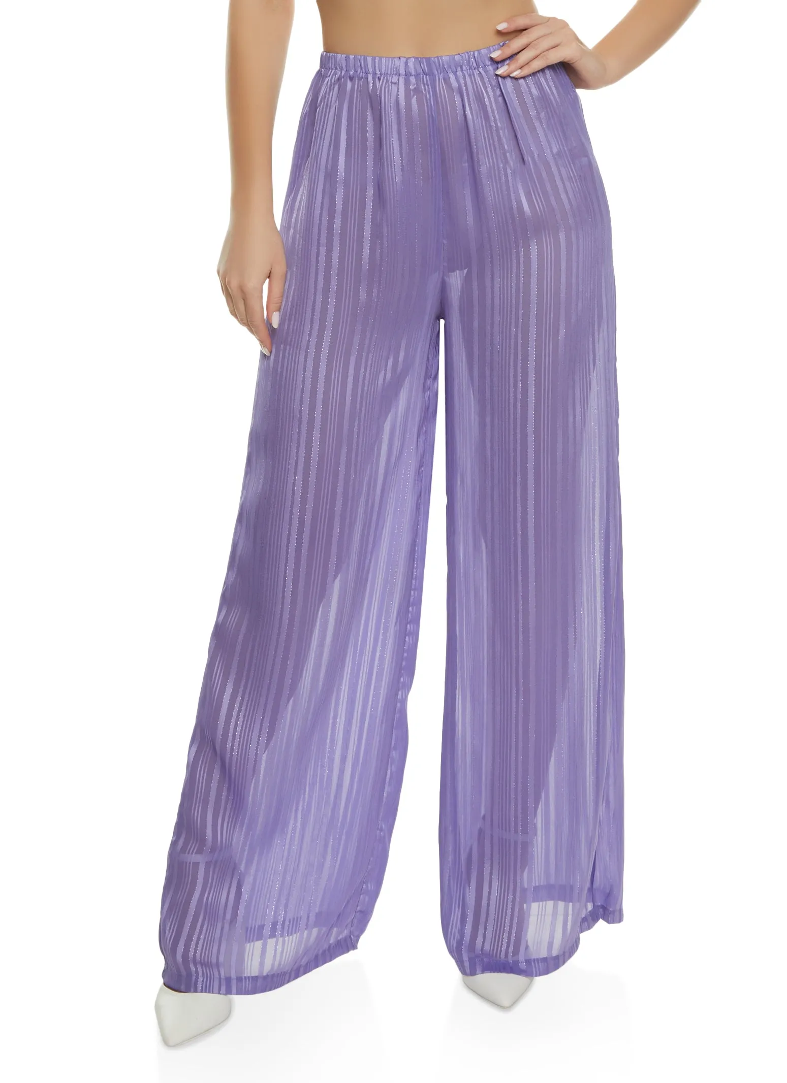 Lurex Shadow Stripe Palazzo Pants sold by Rainbow