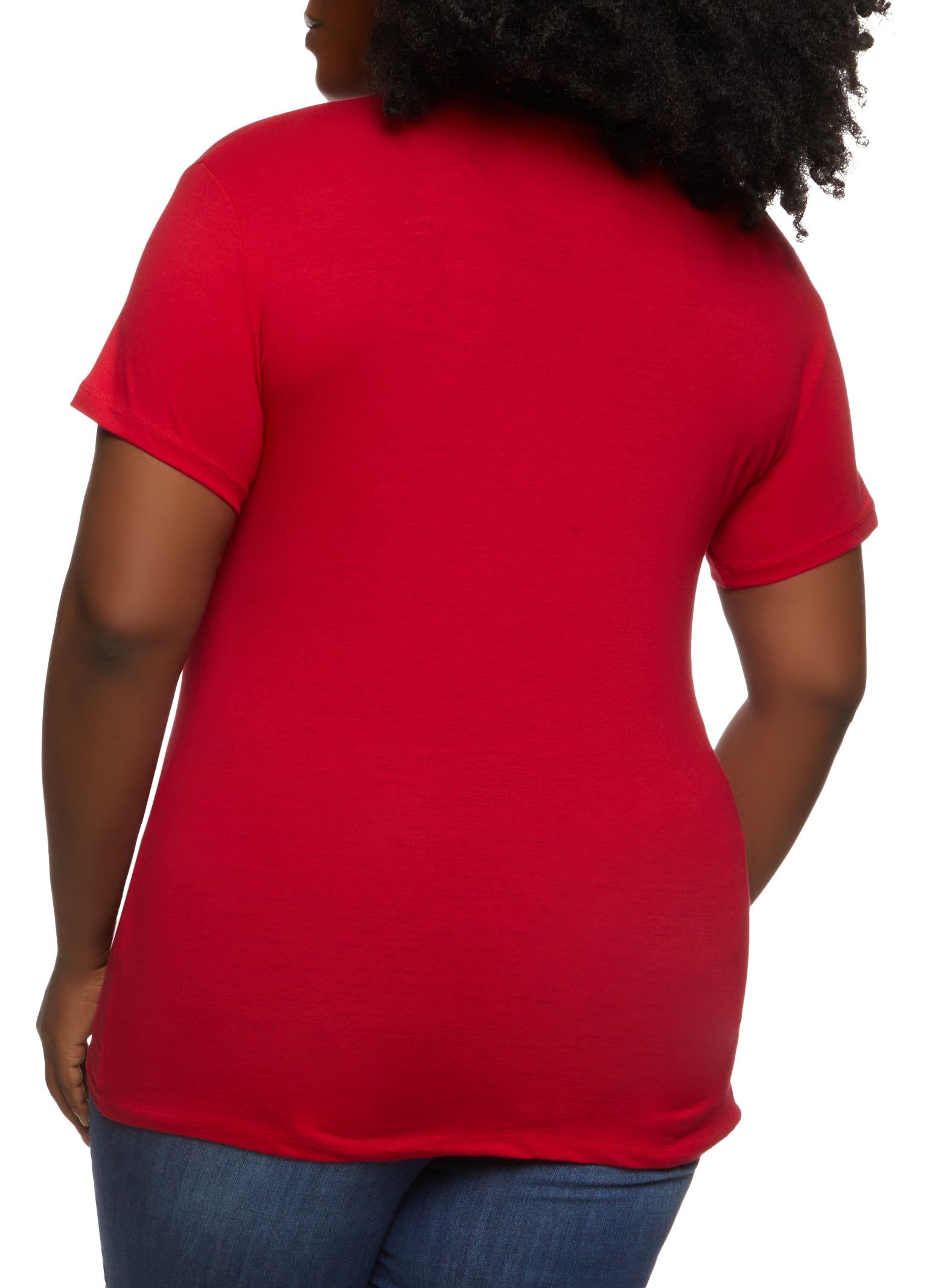 Plus Size Basic V Neck Short Sleeve T Shirt sold by Rainbow product image thumbnail 2