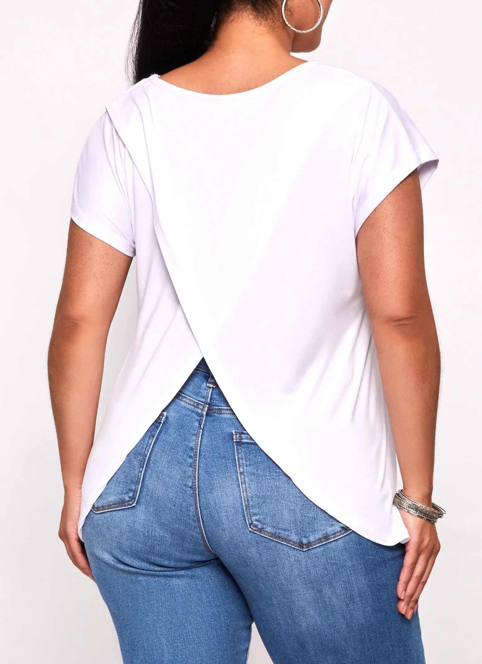 Plus Size Short Sleeve Tulip Hem Top sold by Rainbow product image thumbnail 3