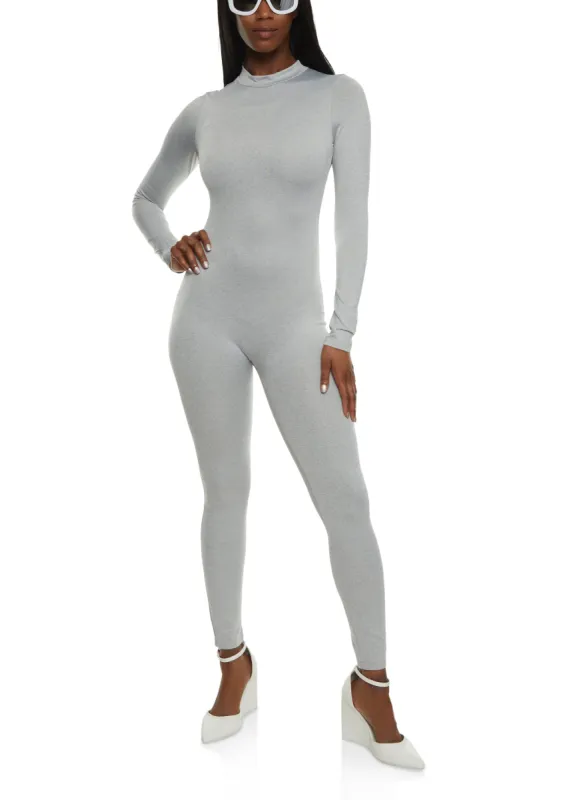 Mock Neck Zip Back Long Sleeve Catsuit sold by Rainbow