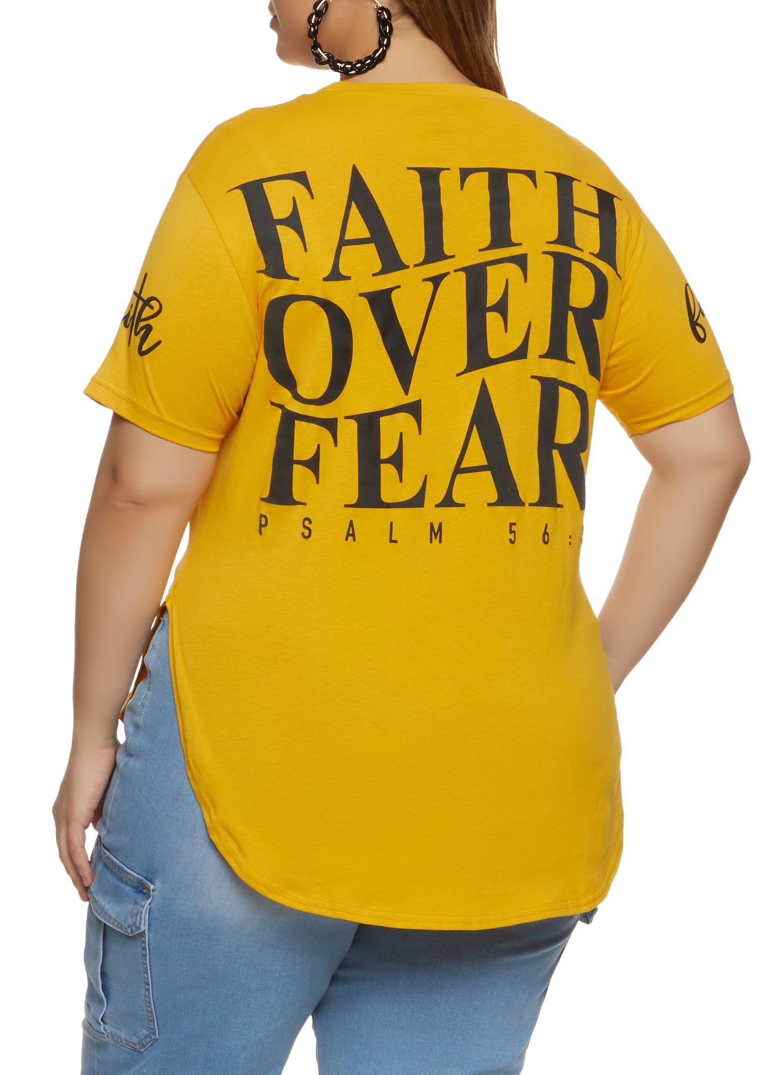 Plus Size Faith Over Fear Back High Low Graphic Tee sold by Rainbow product image thumbnail 2