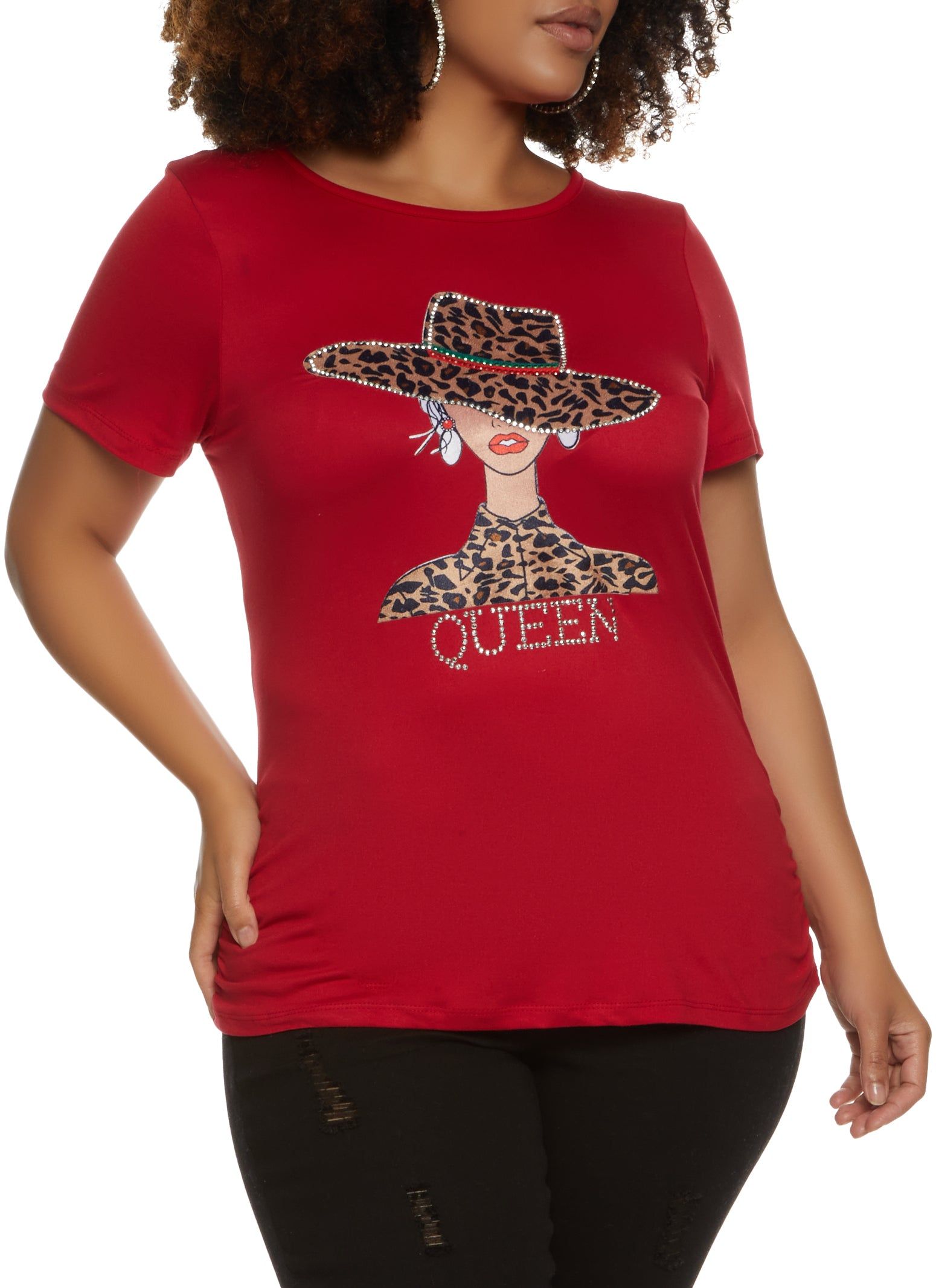 Plus Size Queen Rhinestone Graphic Tee sold by Rainbow
