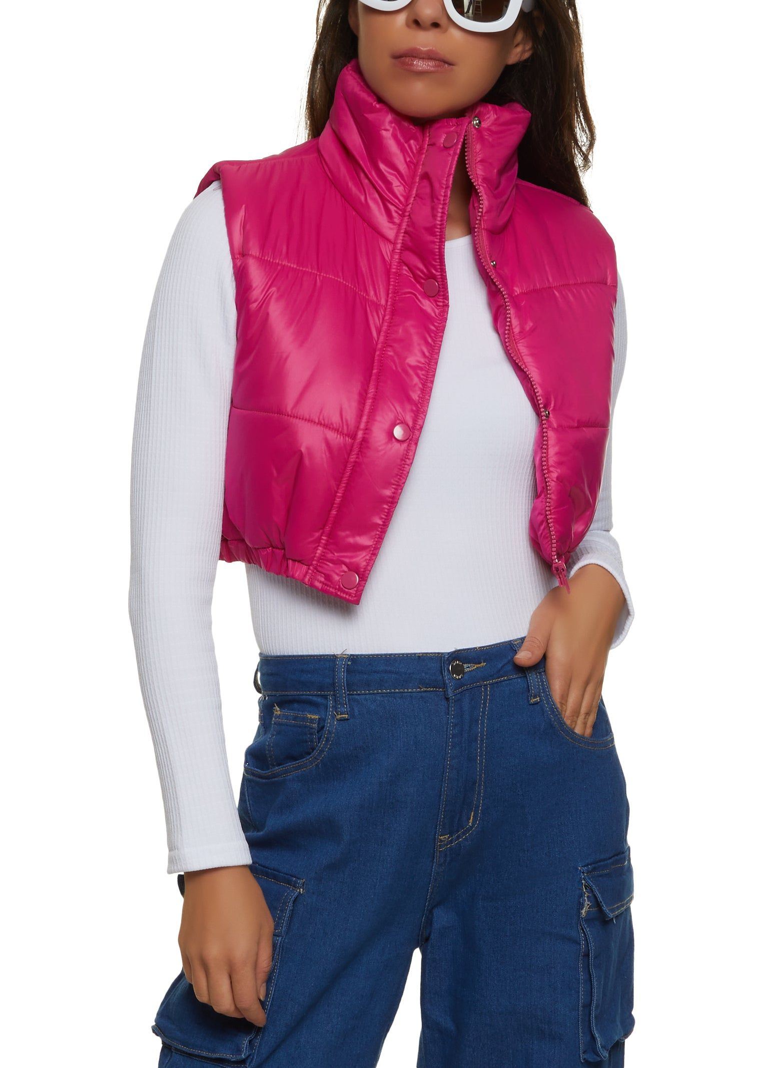 Cropped Puffer Vest sold by Rainbow