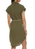 Linen Button Front Rope Belt Shirt Dress sold by Rainbow