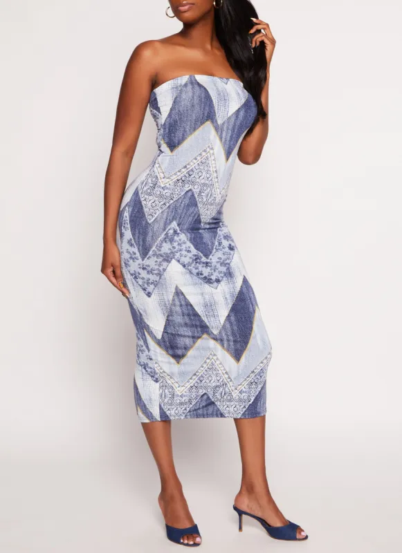 Printed Strapless Bodycon Maxi Dress sold by Rainbow