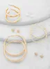 Textured Metallic Hoop and Rhinestone Stud Earrings Set of 6 sold by Rainbow