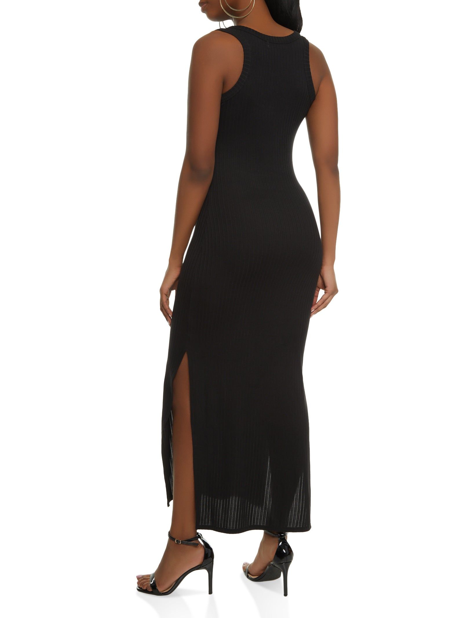 Ribbed Knit Side Slit Maxi Tank Dress sold by Rainbow product image thumbnail 3