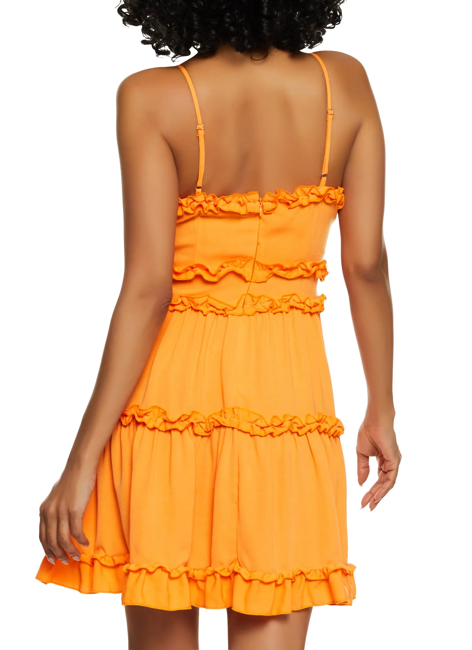 Iris Ruffle Trim Plunge Neck Mini Dress sold by Rainbow product image thumbnail 3