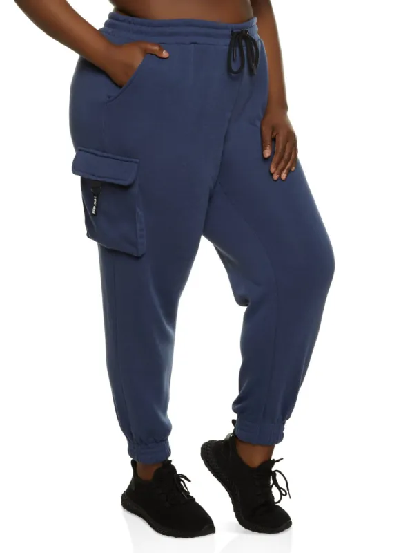 Plus Size Drawstring Cargo Pocket Sweatpants sold by Rainbow