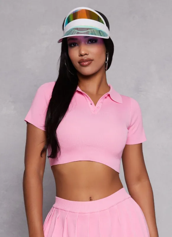 Daisy Solid Cropped Polo Shirt sold by Rainbow