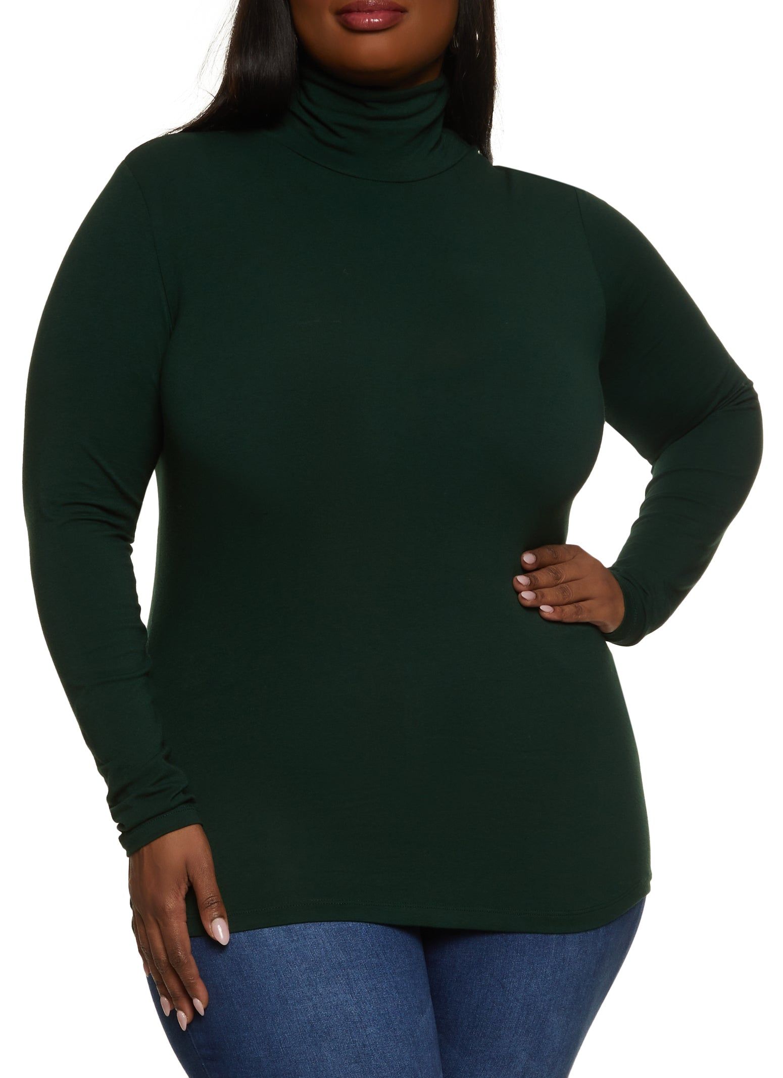 Plus Size Long Sleeve Turtleneck Top sold by Rainbow