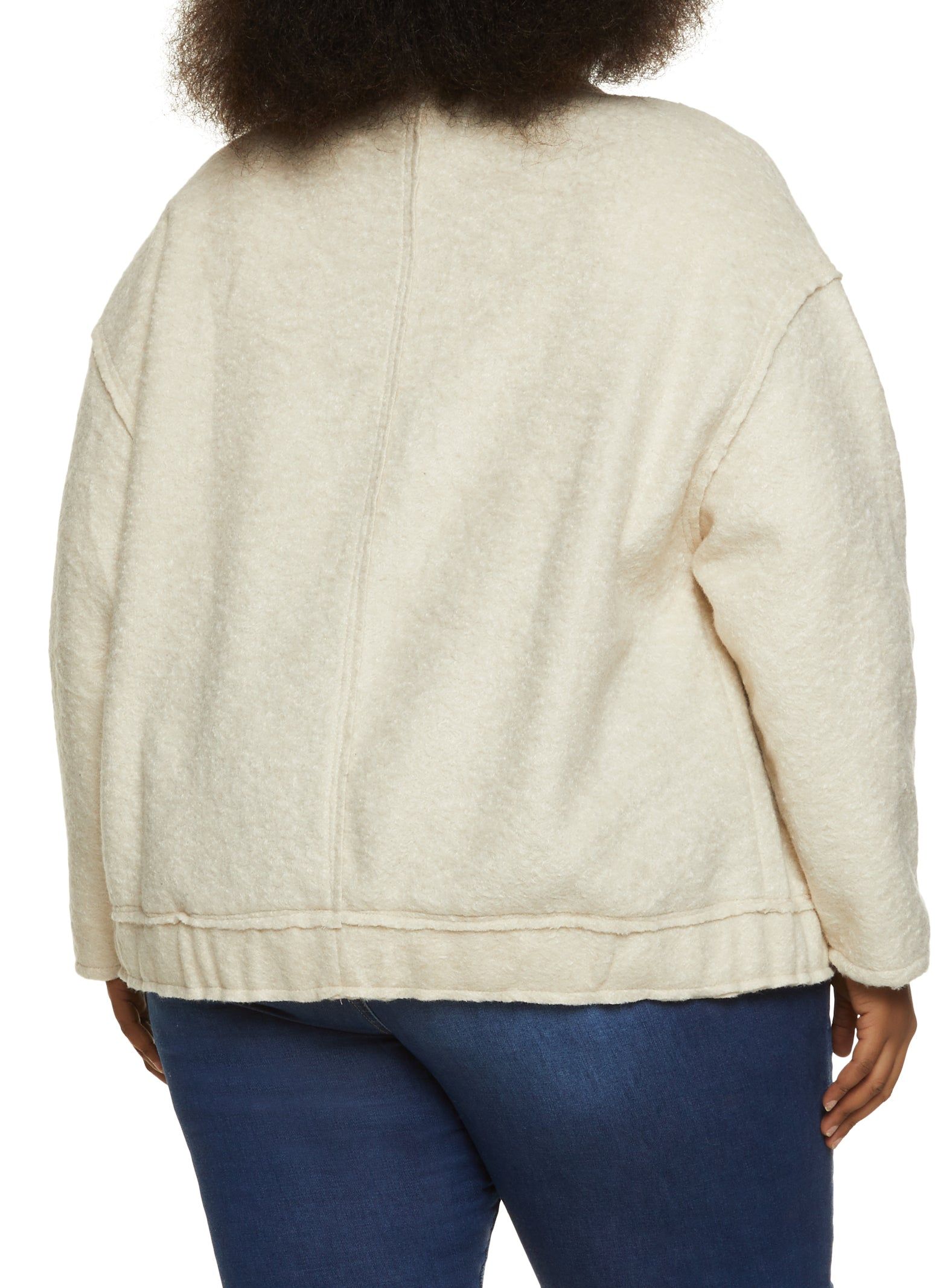 Plus Size Faux Wool Bomber Jacket sold by Rainbow product image thumbnail 3