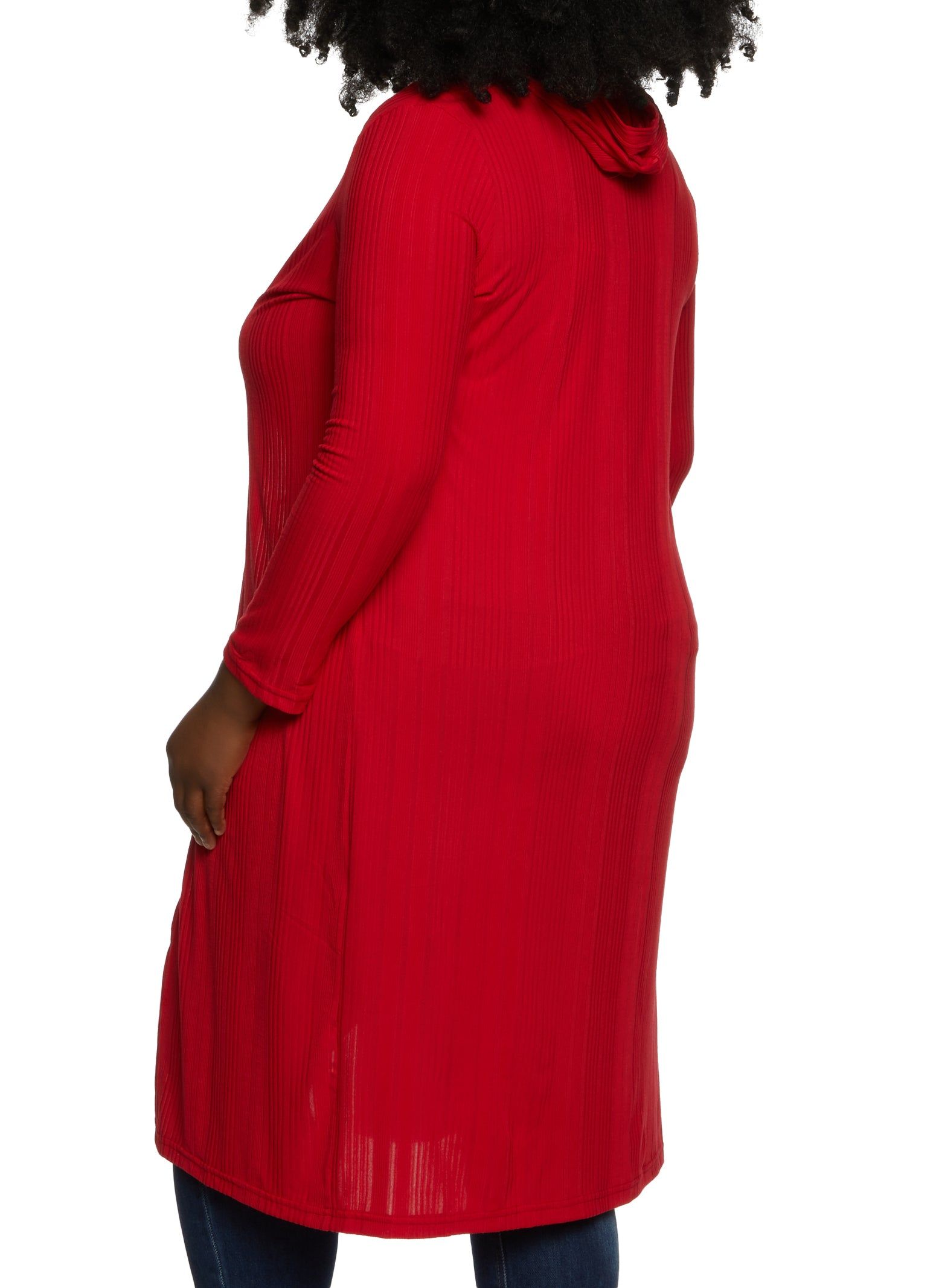 Plus Size Ribbed Knit Hooded Duster sold by Rainbow product image thumbnail 2