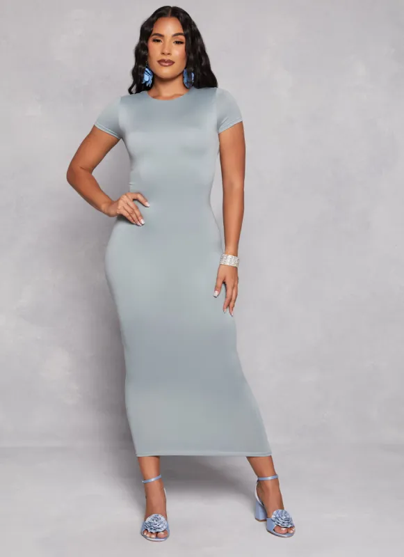 Double Layered Crew Neck Maxi Dress sold by Rainbow