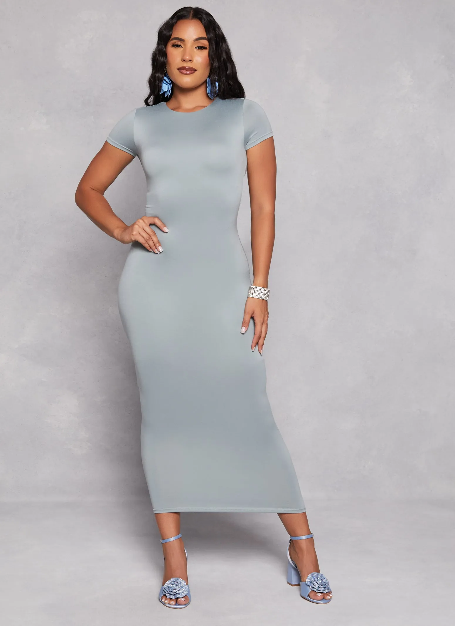 Double Layered Crew Neck Maxi Dress sold by Rainbow