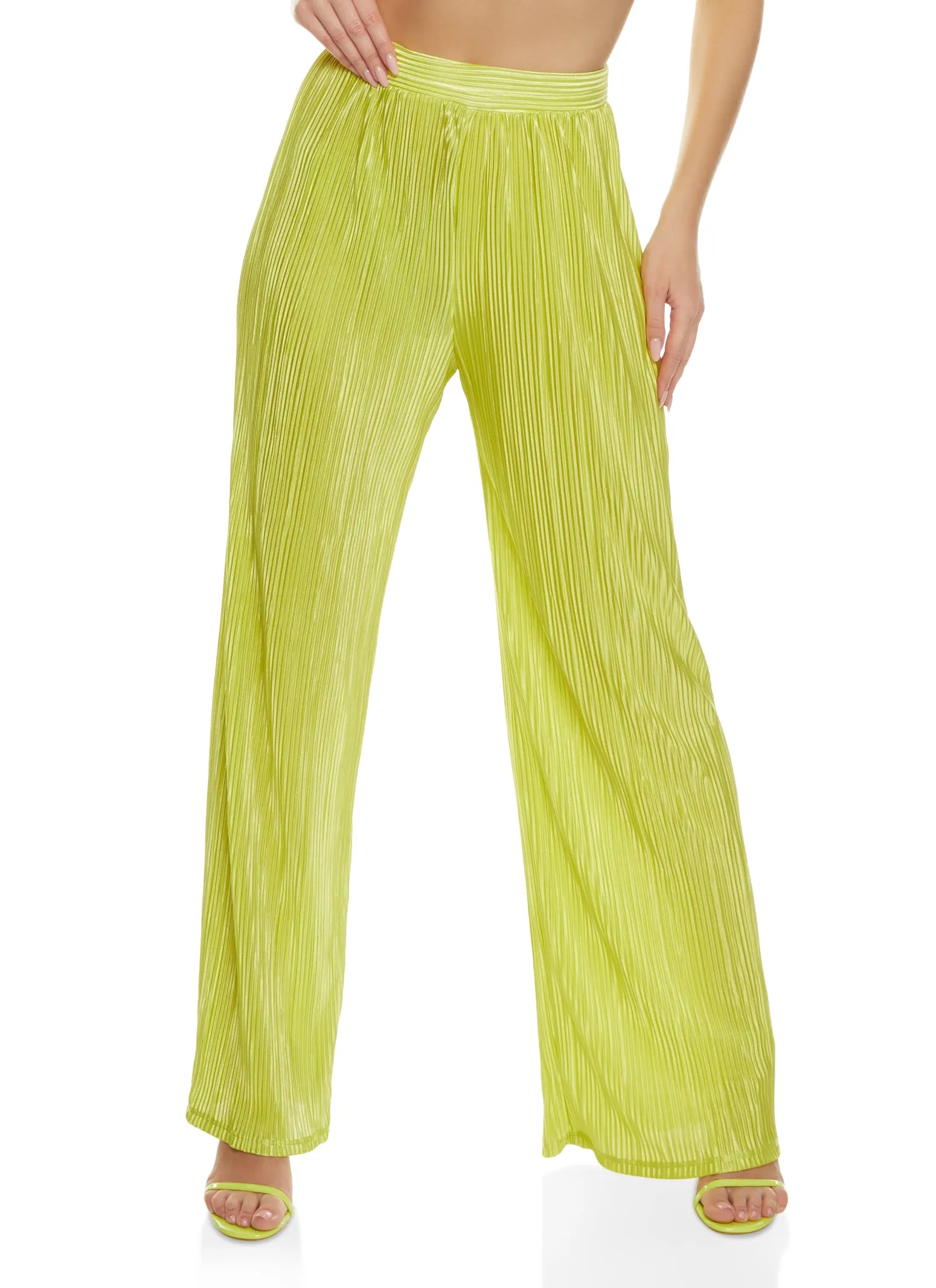 Plisse High Waisted Wide Leg Pants sold by Rainbow